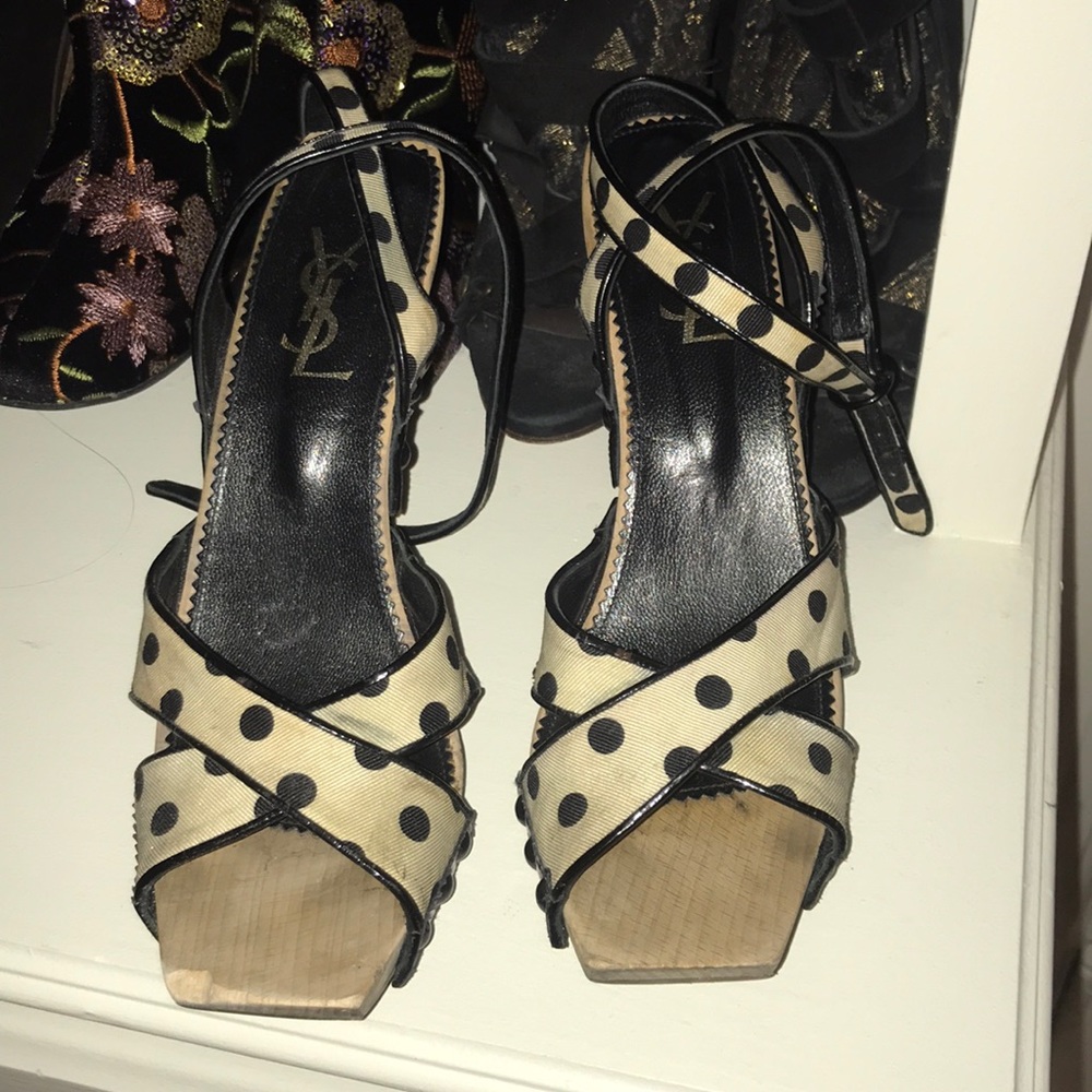 YSL polka dot heels